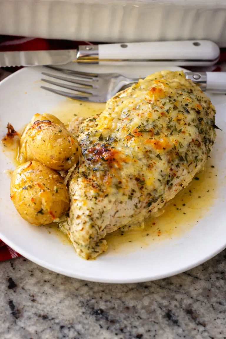 Garlic Butter Chicken Delicious Garlic Butter Chicken garnished with herbs and served on a plate.