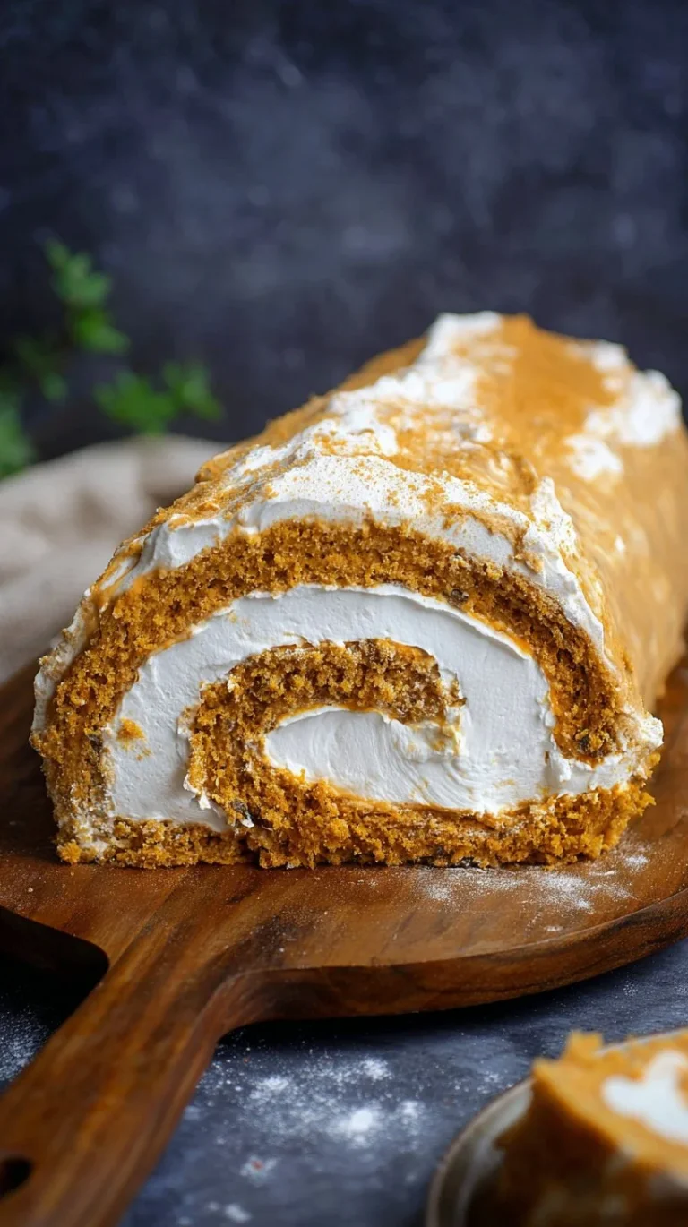 Delicious Gingerbread Cake Roll topped with cream and festive decorations