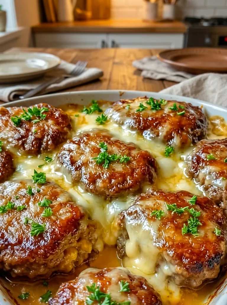 Delicious hamburger steaks topped with savory mushroom gravy