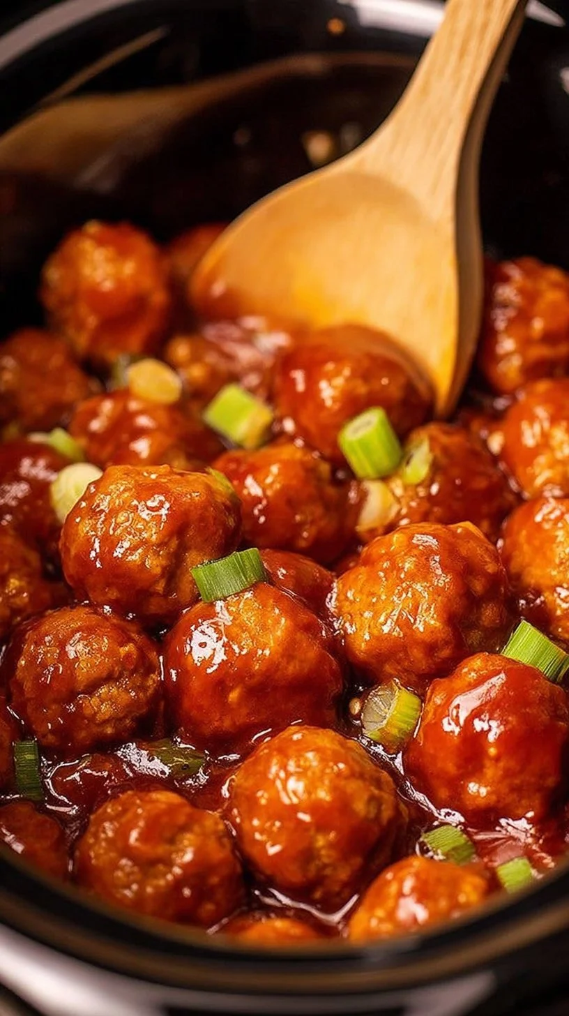 Plate of Hawaiian Meatballs with pineapple and teriyaki sauce