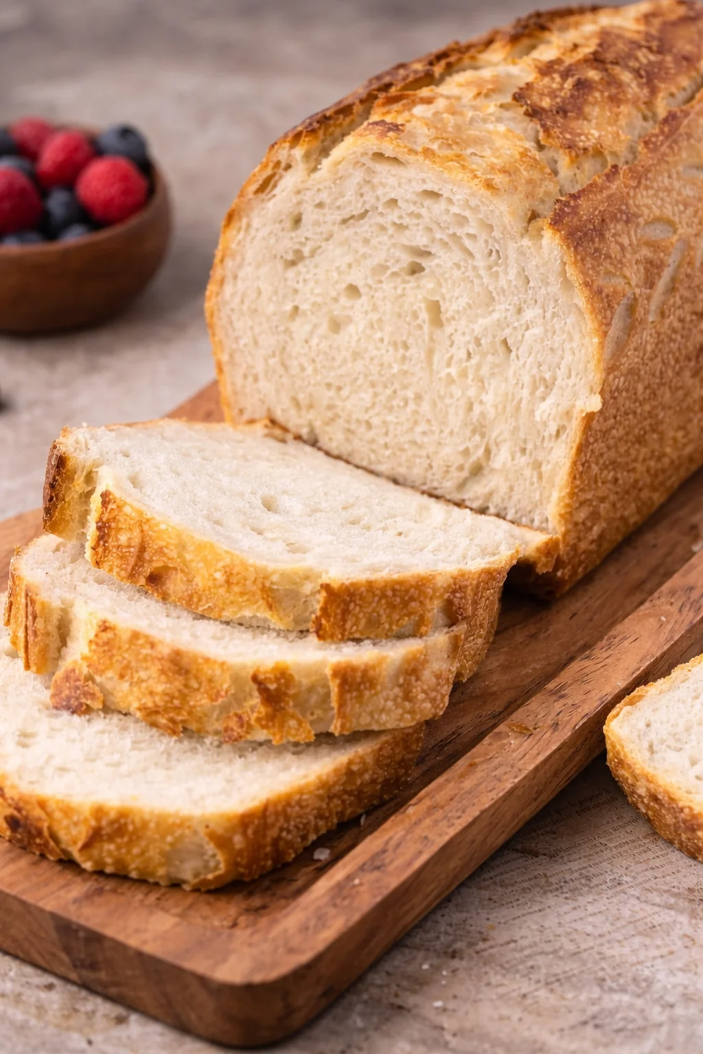 Homemade Sourdough Bread Loaf of homemade sourdough bread on a wooden table