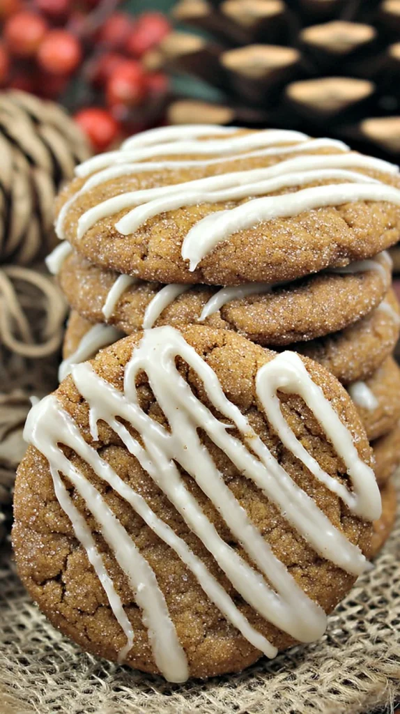 Delicious iced maple gingerbread cookies decorated for the holidays