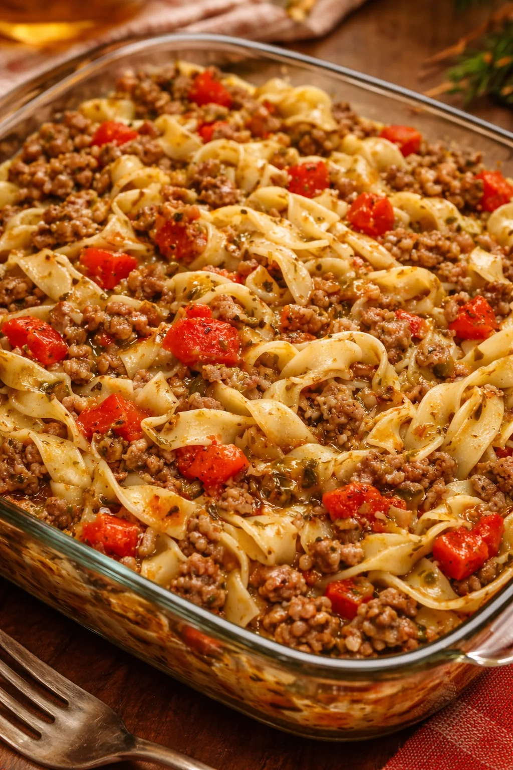 Plate of Italian Drunken Noodles with herbs and spices