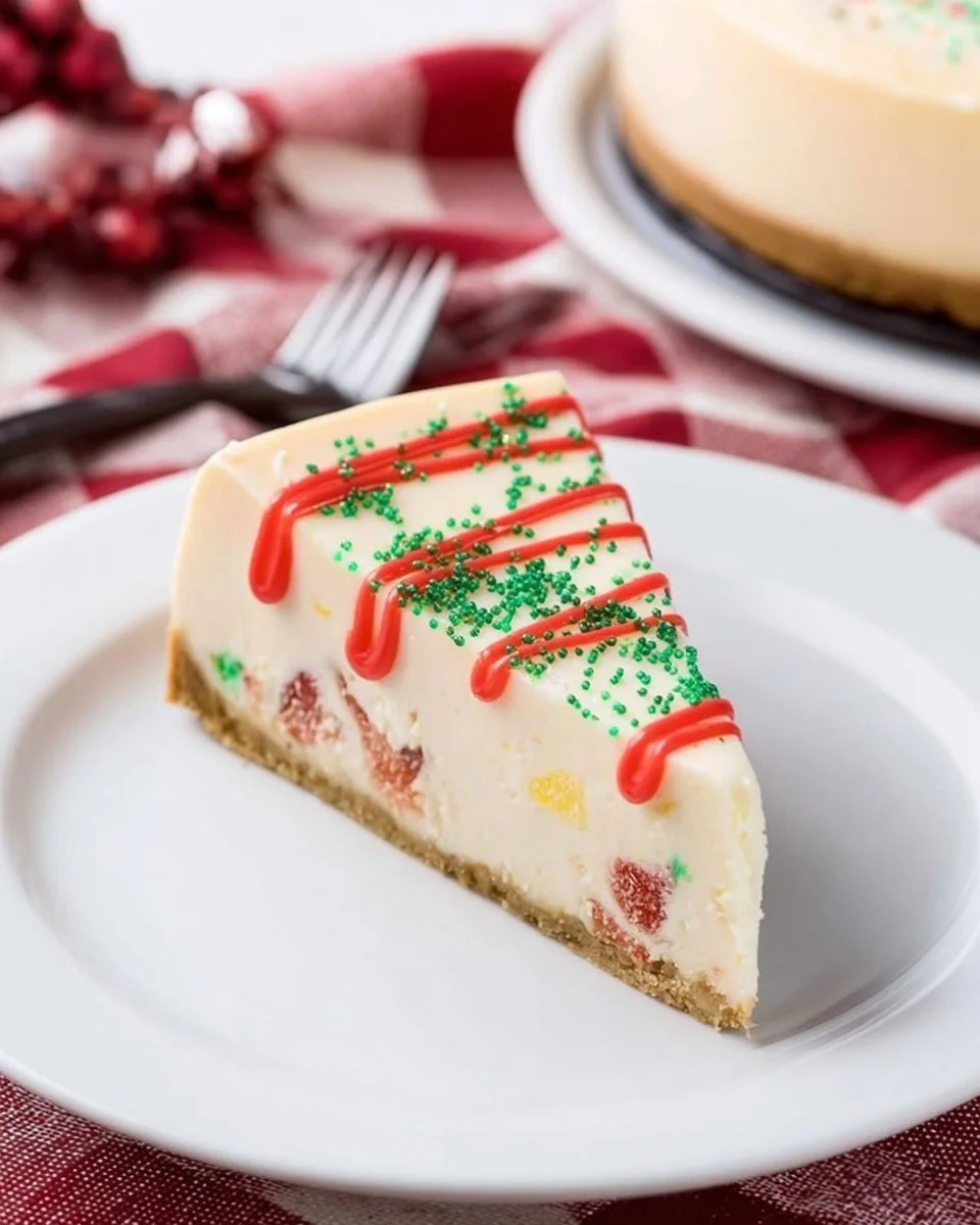 Little Debbie Christmas Tree Cheesecake dessert with festive decorations
