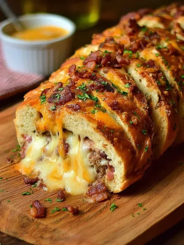 Delicious Messy Chef Bread Casserole topped with cheese and herbs