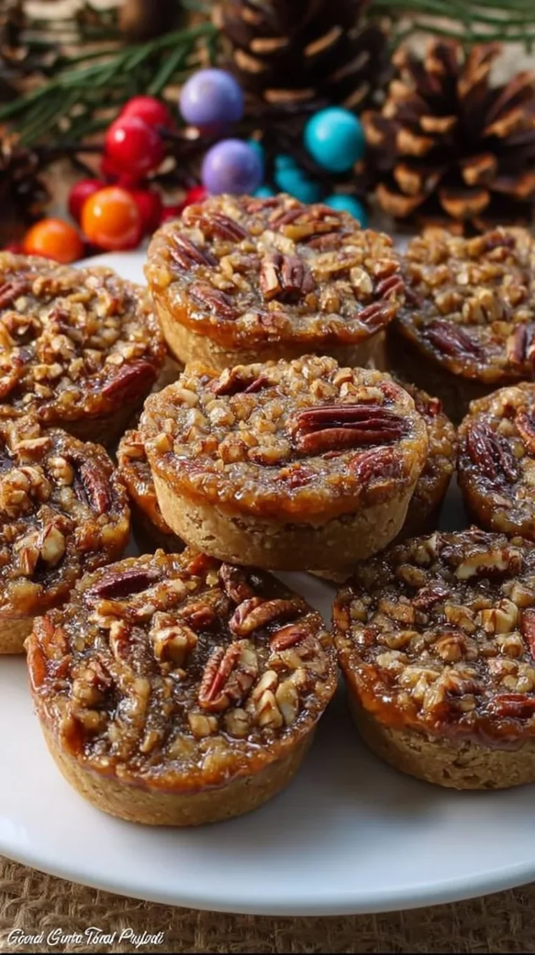 Mini pecan pies with a flaky crust and rich pecan filling