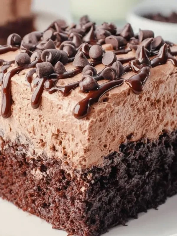 Delicious mocha poke cake with chocolate layers and coffee flavor