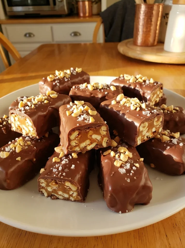 No bake peanut butter pretzel clusters with chocolate drizzled on top.