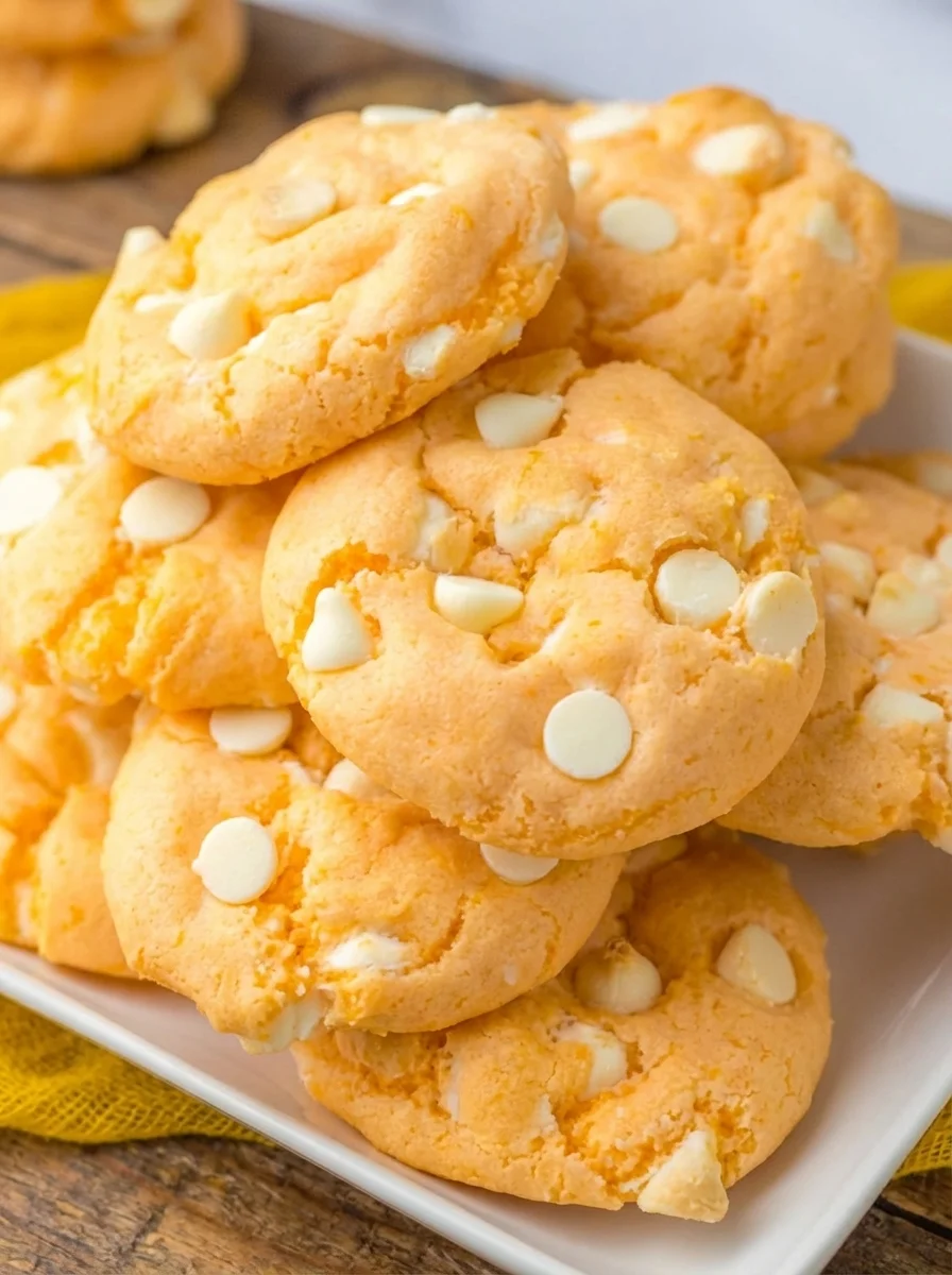 Freshly baked orange creamsicle cookies with a creamy icing