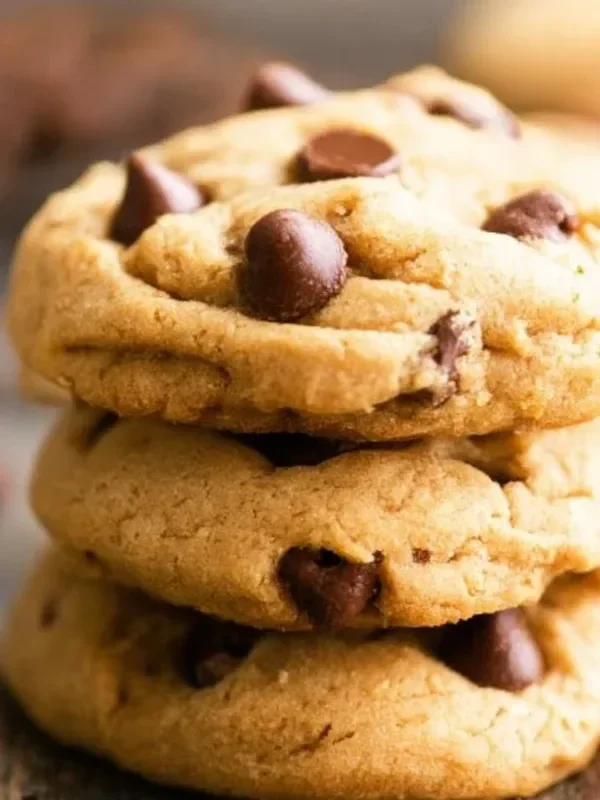 Freshly baked peanut butter chocolate chip cookies on a cooling rack