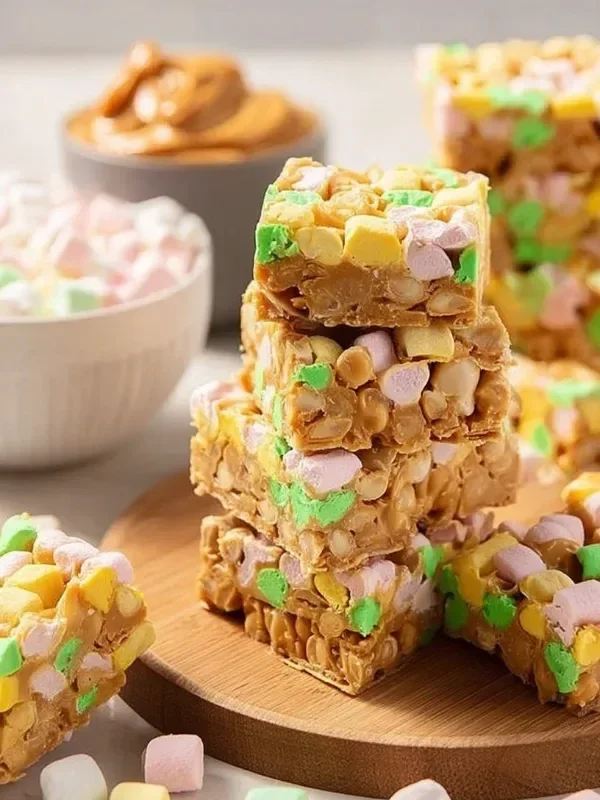Delicious Peanut Butter Marshmallow Squares on a plate
