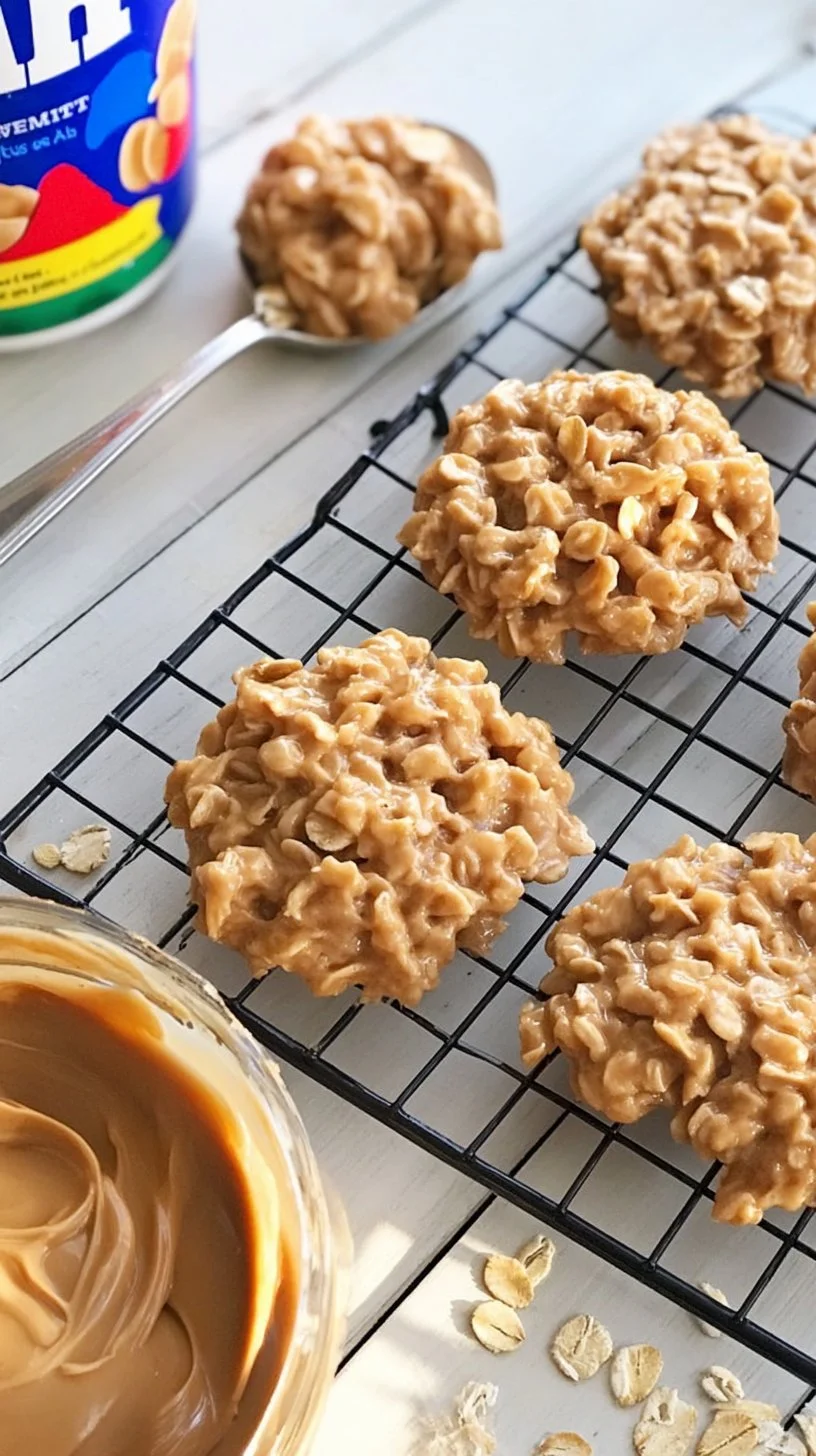 Delicious peanut butter no bake cookies with chocolate and oats