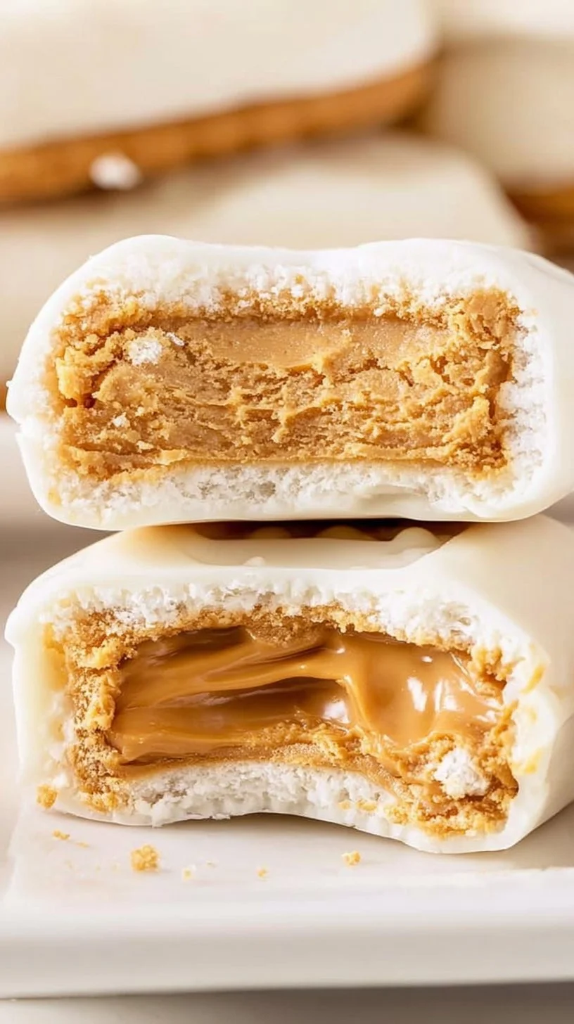 Peanut Butter Ritz Crackers dipped in white chocolate on a plate