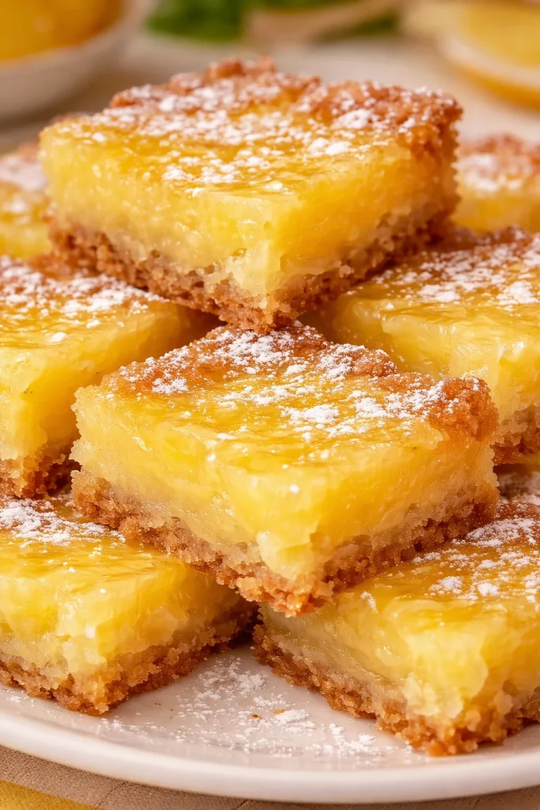Delicious homemade pineapple bars ready to be served as a sweet dessert.
