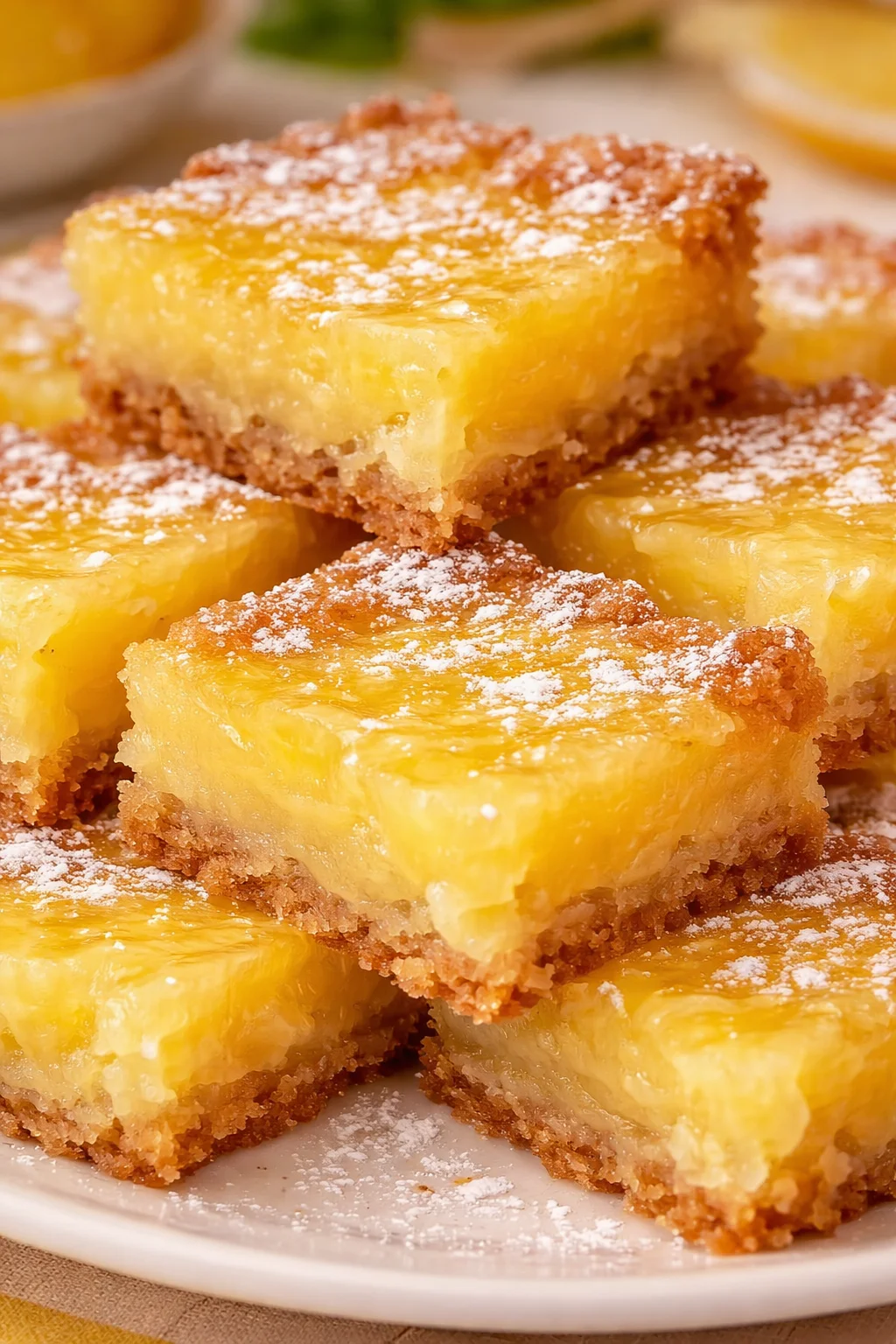 Delicious homemade pineapple bars ready to be served as a sweet dessert.