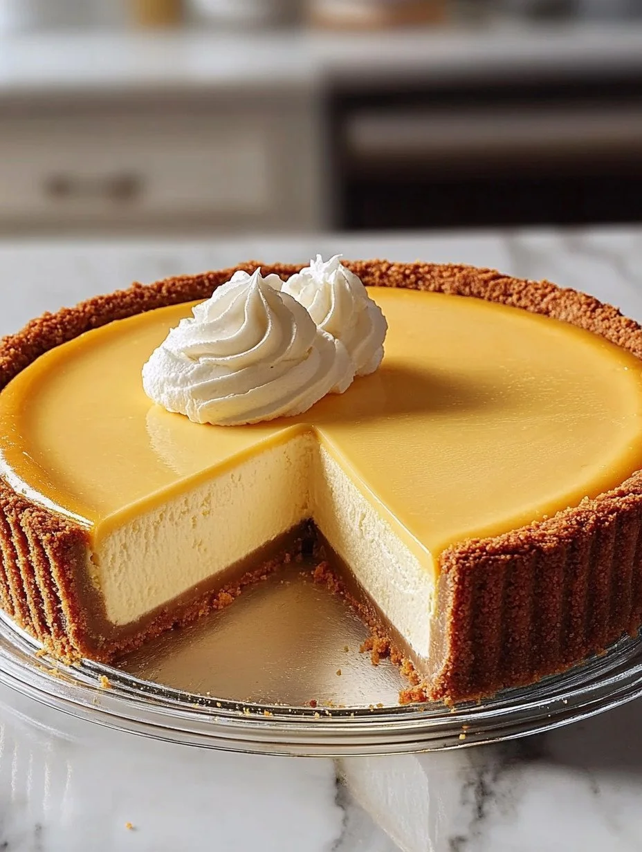 Delicious homemade Pumpkin Cheesecake Pie with creamy topping
