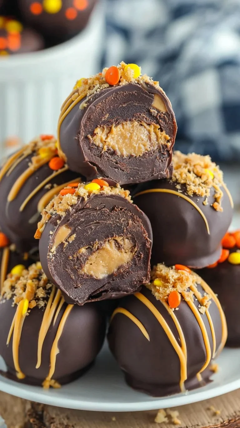 Delicious Reese's Truffles with chocolate and peanut butter filling
