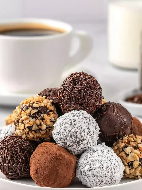 Decadent homemade Rum Balls made with chocolate and nuts