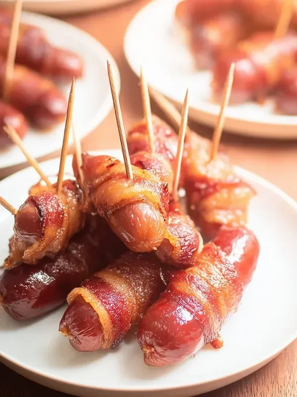 Slow cooker bacon wrapped smokies appetizer for gatherings and parties