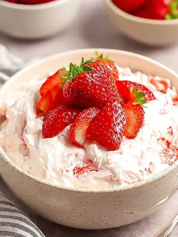 Delicious Strawberry Cheesecake Salad with fresh strawberries and creamy dressing