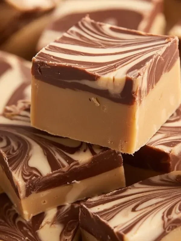 Delicious Tiger Fudge with stripes of creamy chocolate and rich caramel layers.