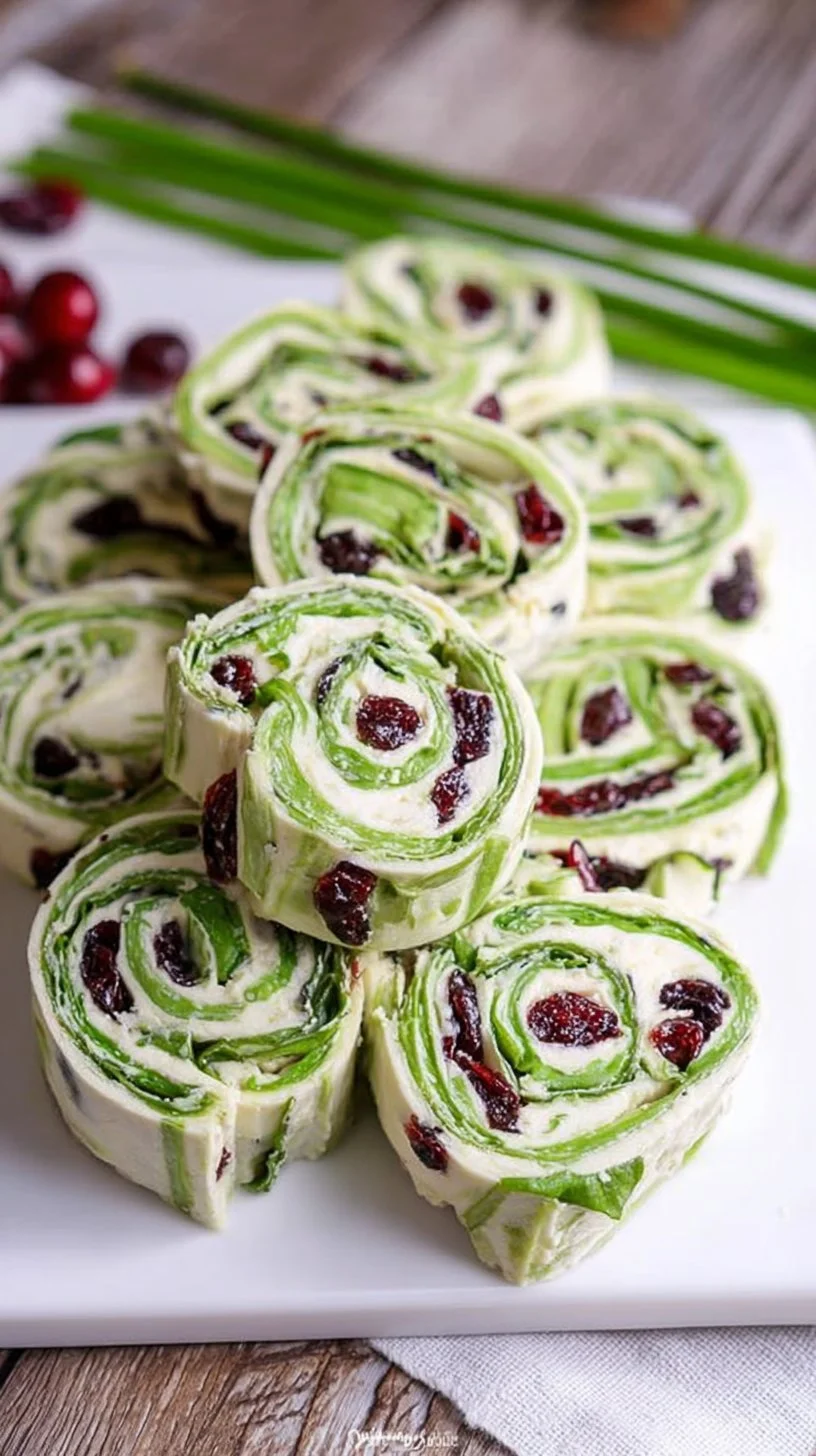 Turkey Cranberry Pinwheels on a serving platter with garnish