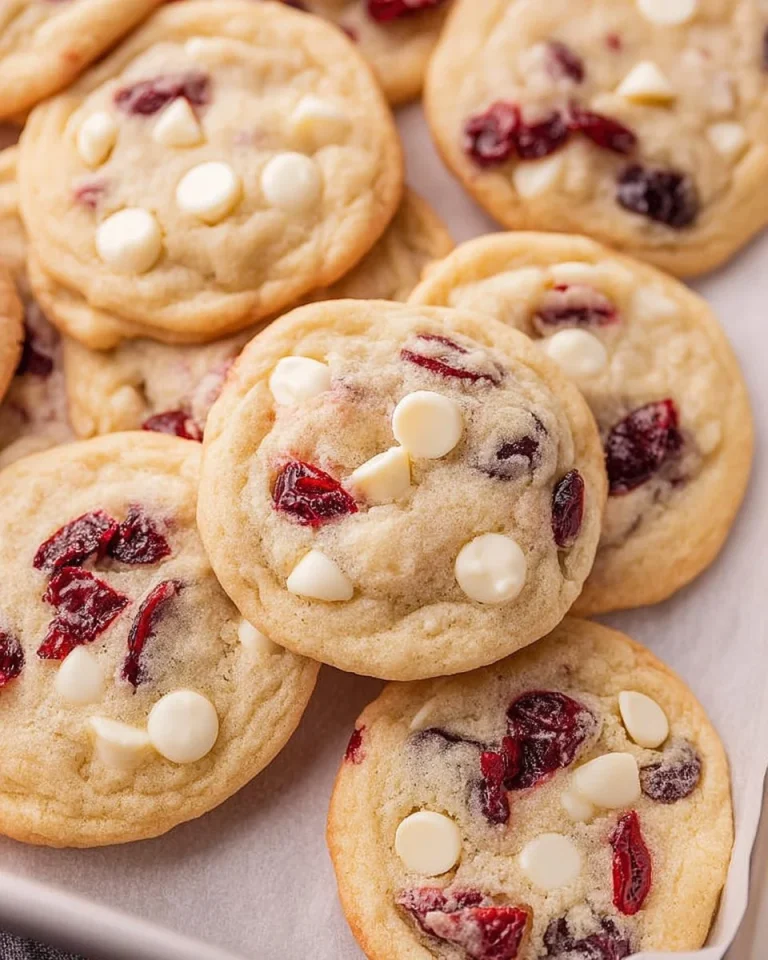 Delicious white chocolate cranberry cookies on a plate