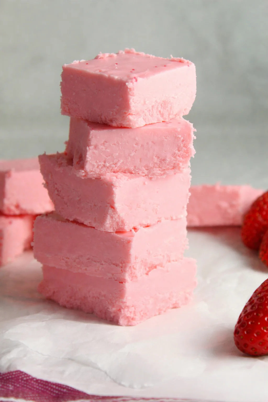 2 Ingredient Strawberry No Bake Fudge Delicious 2 Ingredient Strawberry No Bake Fudge topped with fresh strawberries