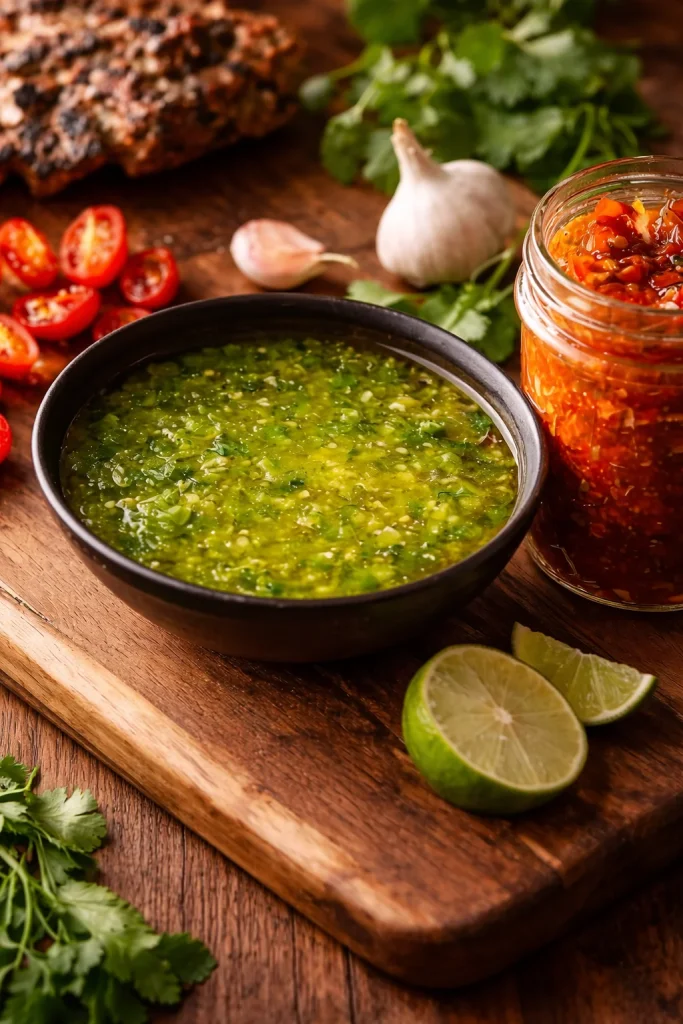 Five varieties of homemade Mexican salsas served in colorful bowls