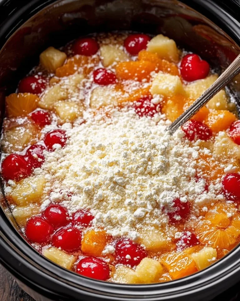 5-Ingredient Slow Cooker Fruit Cocktail Cake 5-Ingredient slow cooker fruit cocktail cake served in a dish