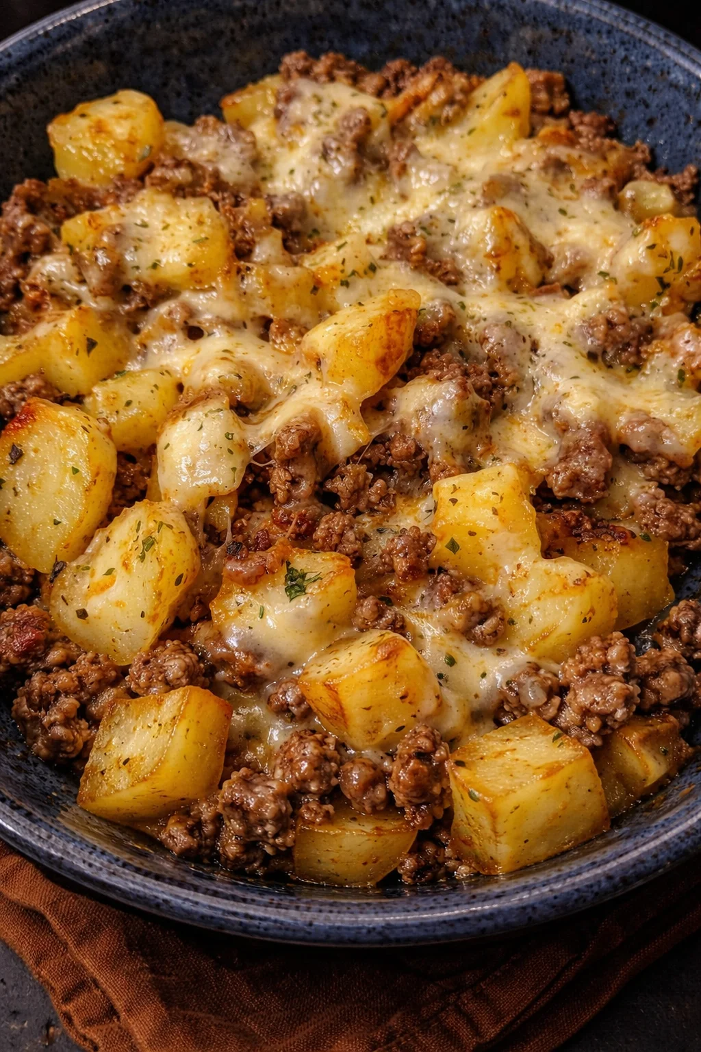 Amish Hamburger with Fall Veggies Bake dish featuring seasonal vegetables