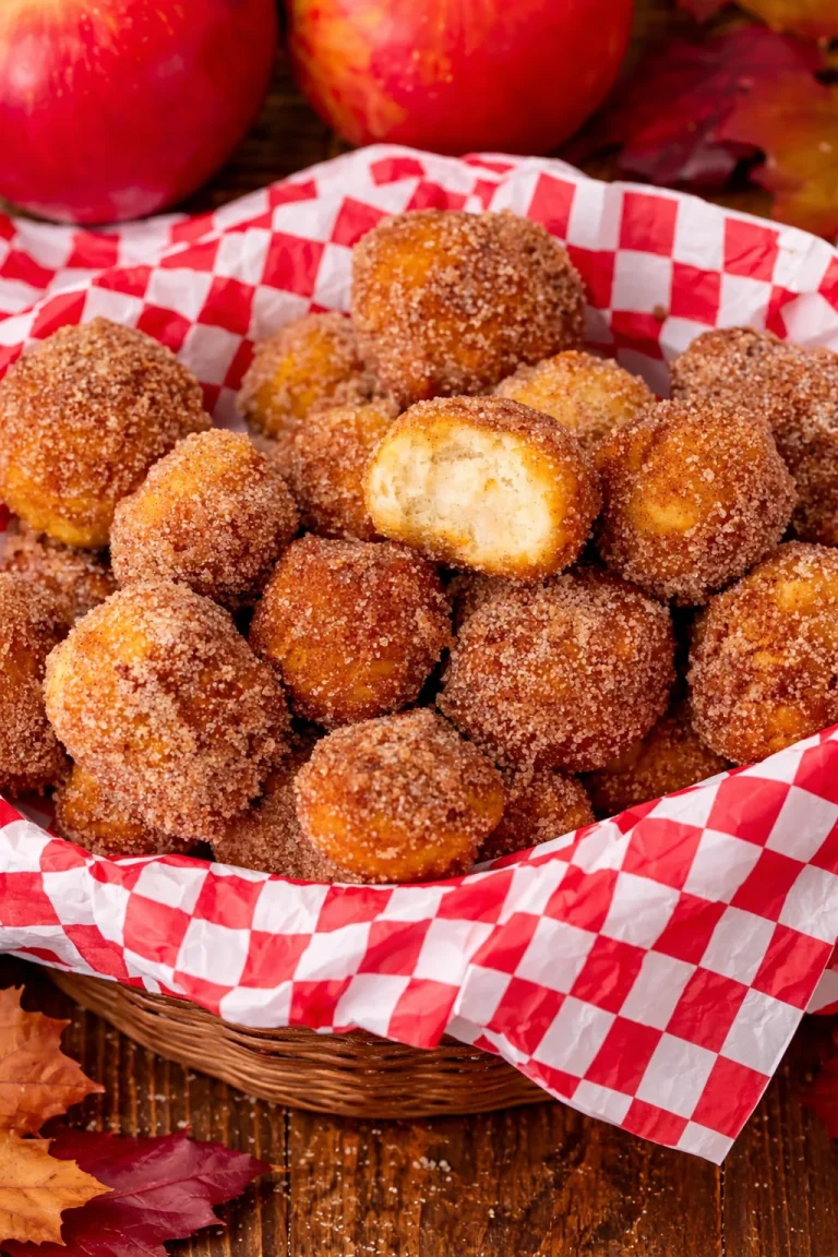 Delicious apple pie donut holes with cinnamon and sugar coating