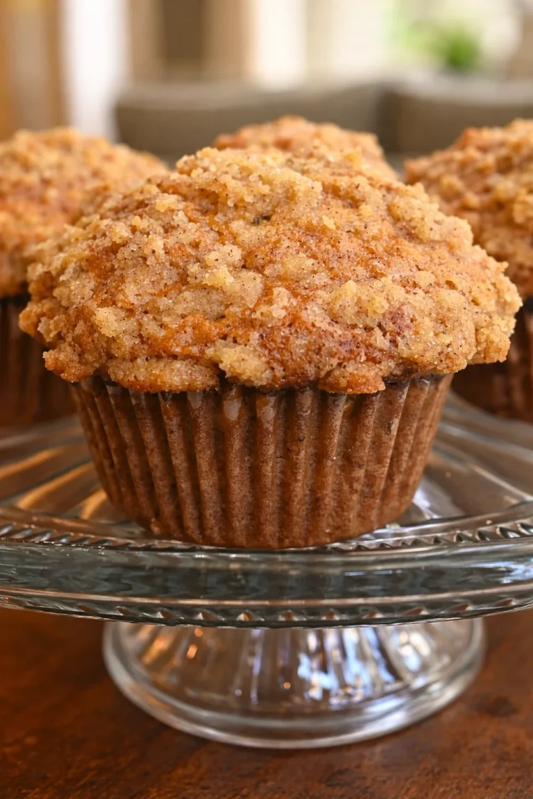 Delicious banana crumb muffins topped with crunchy crumbs