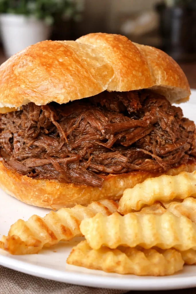 Delicious slow cooker BBQ beef sandwiches served on a platter