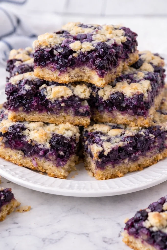 Delicious blueberry crumb bars with a buttery crust and crumb topping