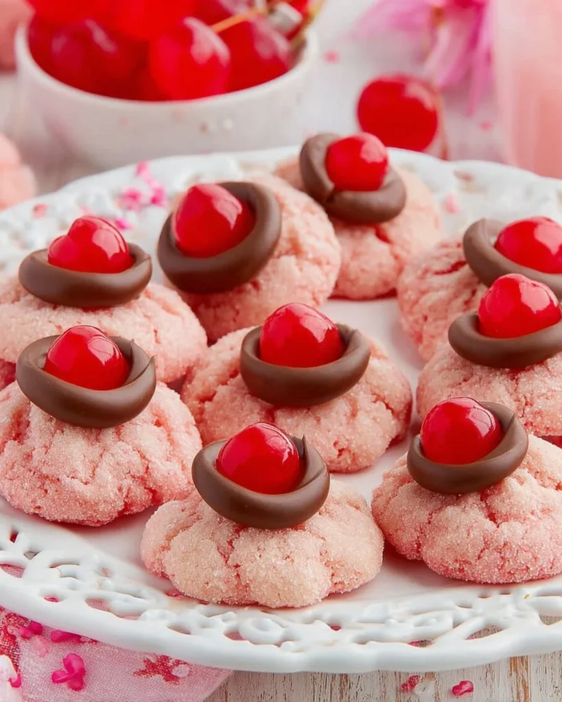 Cherry Blossom Cookies displayed beautifully on a plate, perfect for spring gatherings.