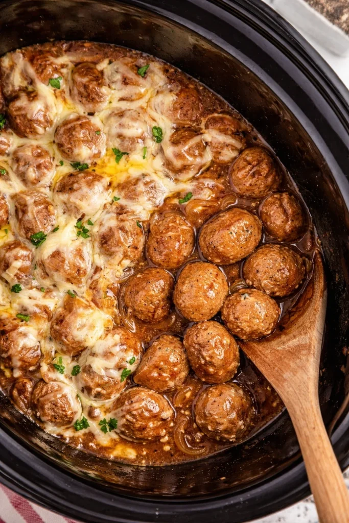 Crock Pot French Onion Meatballs