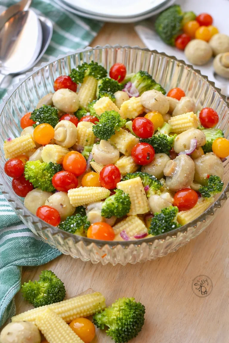 Colorful easy marinated vegetable salad in a bowl, fresh and healthy dish.