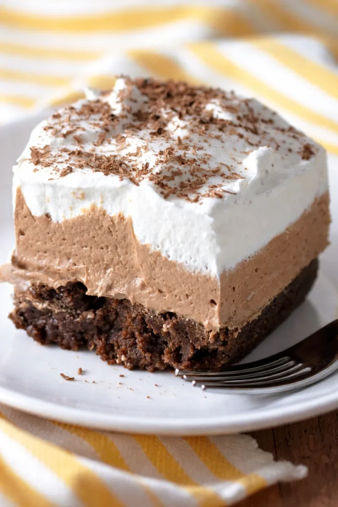 Deliciously rich French Silk Brownies topped with chocolate ganache.