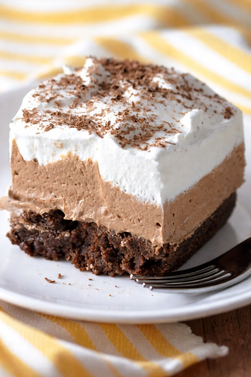 Deliciously rich French Silk Brownies topped with chocolate ganache.