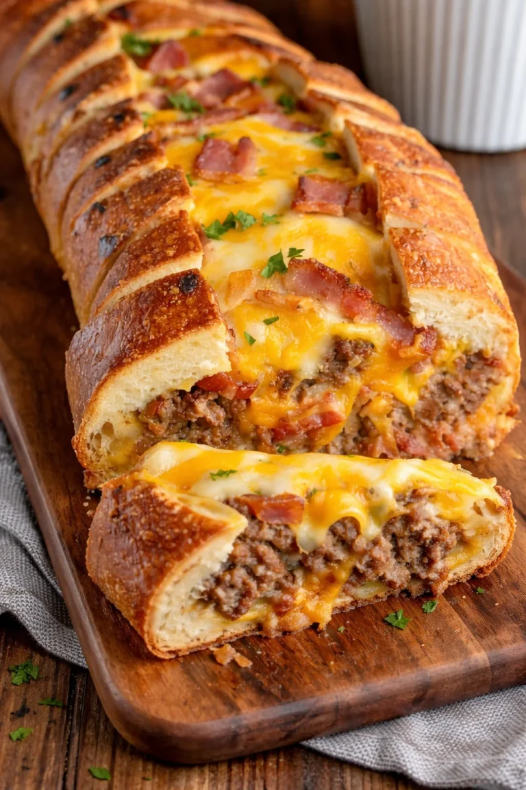 Garbage Bread Freshly baked Garbage Bread filled with assorted ingredients and flavors.