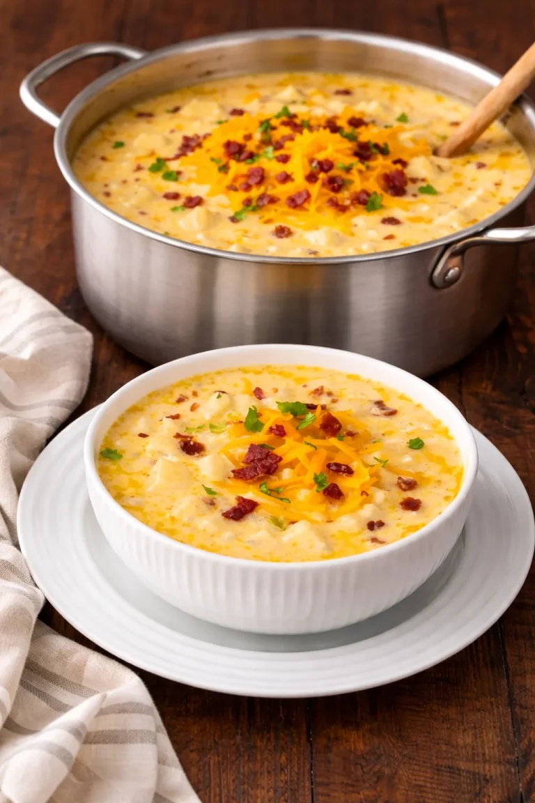 Loaded Hash Brown Potato Soup Bowl of Loaded Hash Brown Potato Soup topped with cheese and green onions