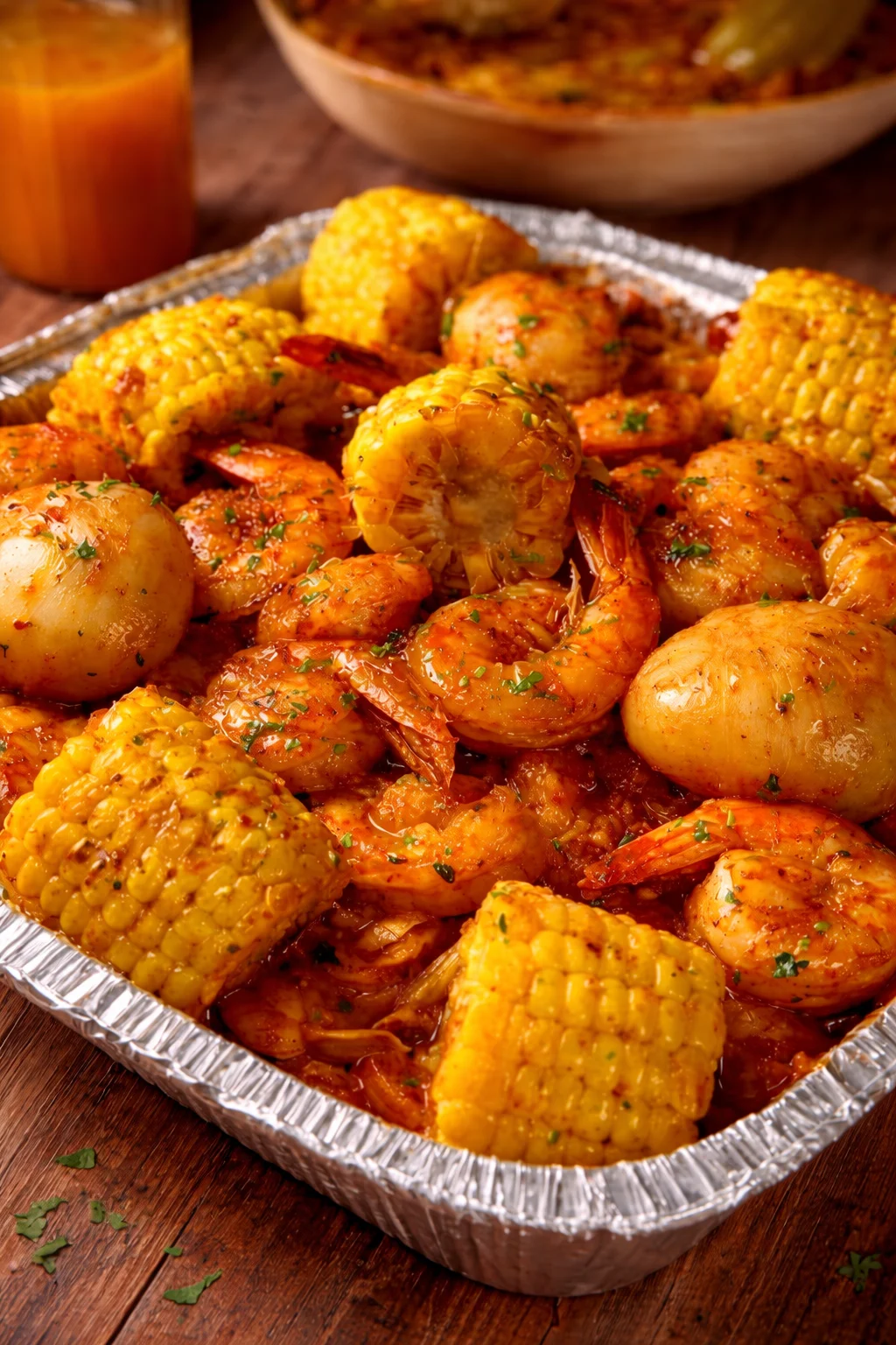 Delicious Louisiana-style shrimp served with spices and herbs