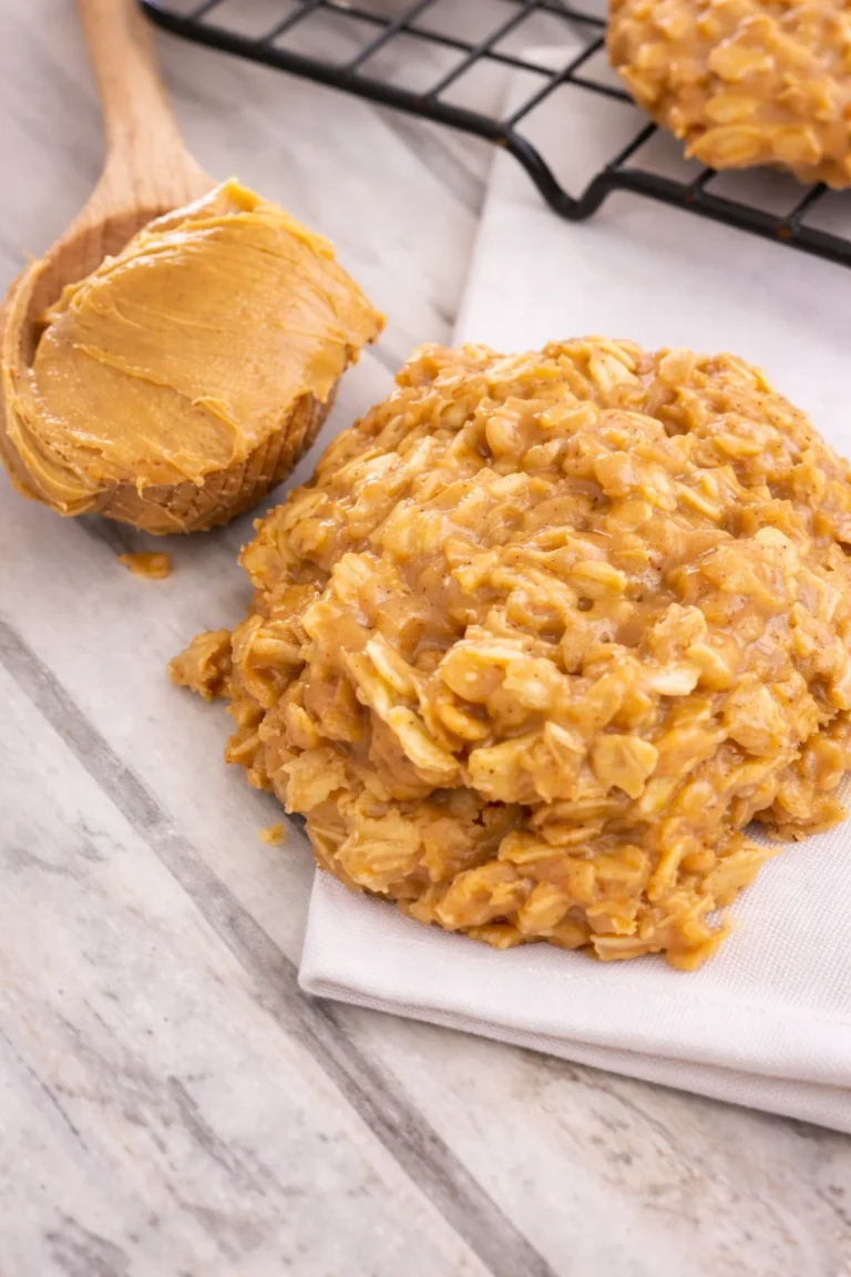 Delicious peanut butter no bake cookies on a plate