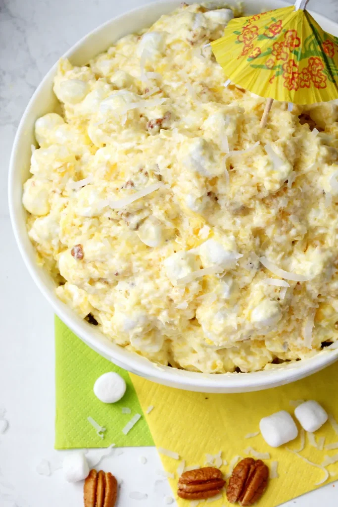 Pina Colada Fluff dessert with tropical flavors and creamy texture