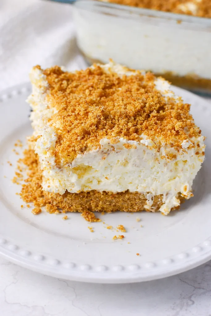 Delicious Pineapple Dream Dessert featuring layers of pineapple and cream.