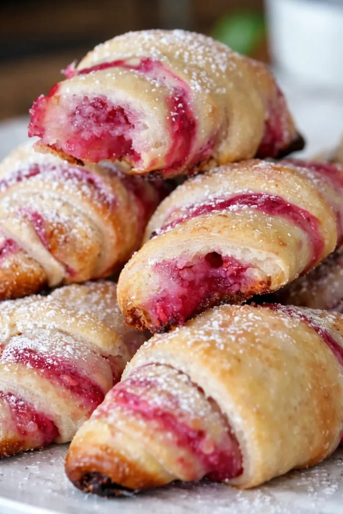 Raspberry cream cheese bites arranged on a plate for a delightful dessert.