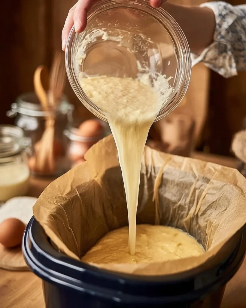 Deliciously moist slow cooker banana bread served on a wooden table
