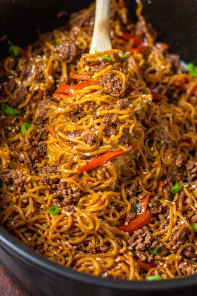 Slow Cooker Beef Ramen Noodles