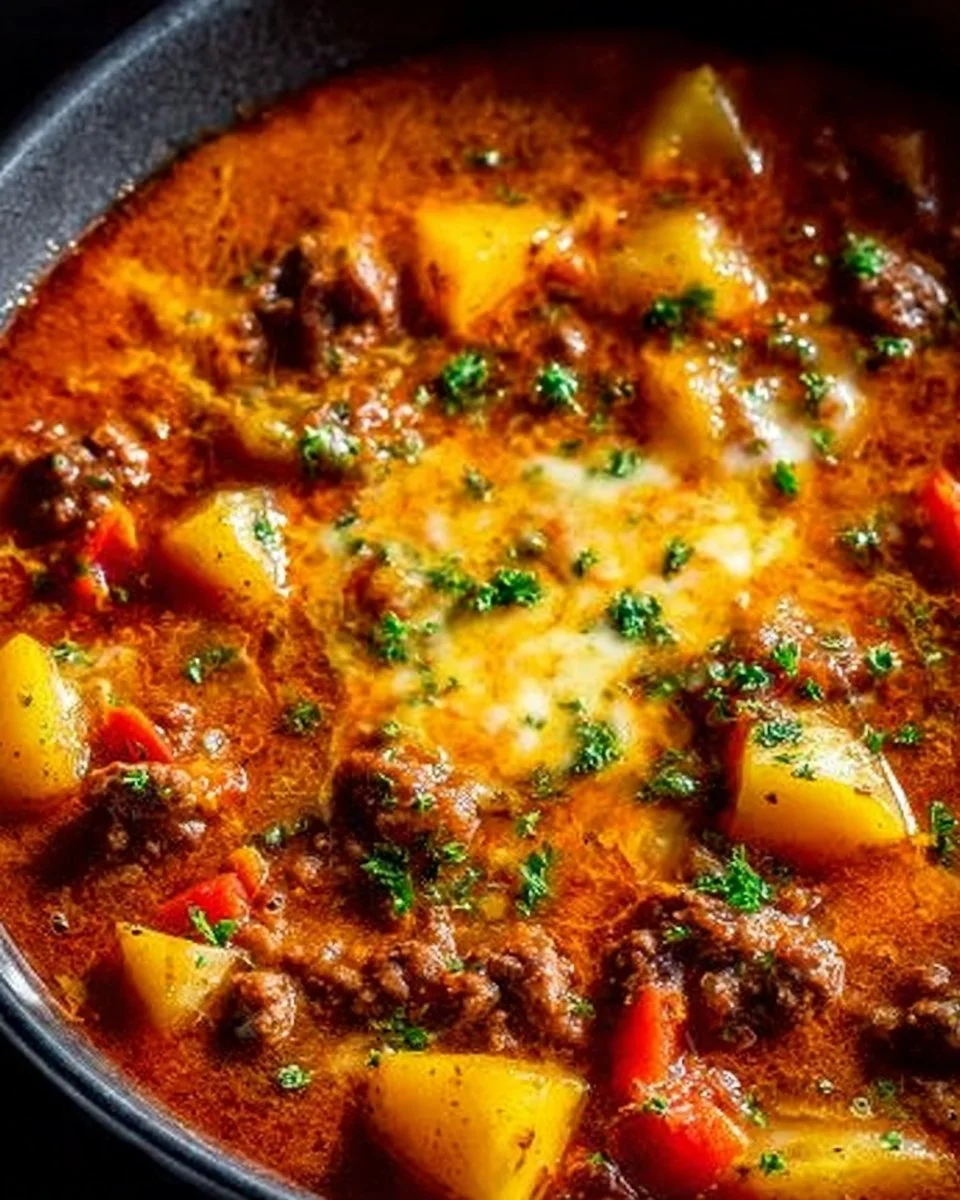 Bowl of slow cooker cheesy taco soup with cheese and toppings